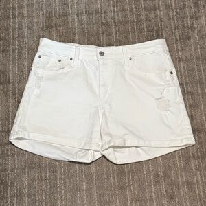 🤍 Levi's White Mid Length Cuffed Jean Shorts 32 🤍